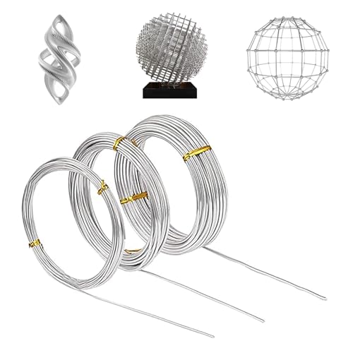 eupdd 3 Stück Silber Basteldraht: 1mm/2mm/3mm Silberdraht, Aluminiumdraht, Schmuckdraht Silber, Weicher Biegsamer Draht für Schmuckherstellung, DIY Bastelarbeiten, Modellieren von eupdd