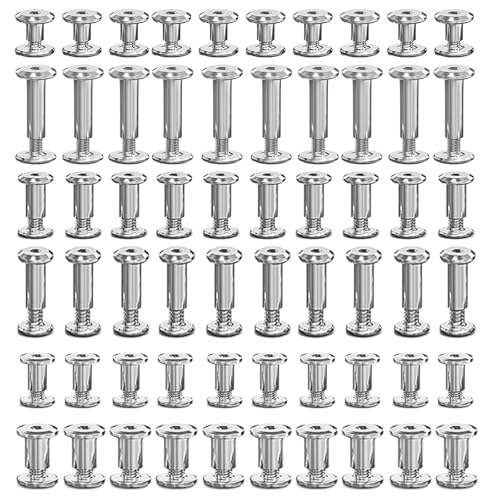 eupdd Pack of 60 Hülsenschrauben: M3/M4/M5/M6 Verbindungsschrauben, Edelstahl Hülsenschrauben, Möbelschrauben Hülsenmutter, für Möbelverbinder, Schrankverbinder, Holzbretter und DIY-Möbelbau von eupdd