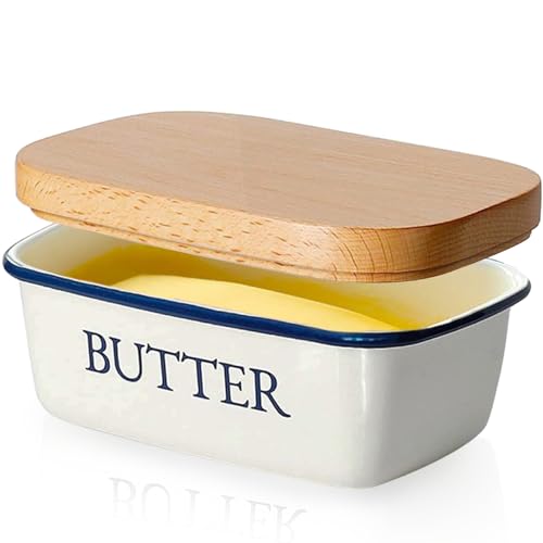 Butterschale mit Deckel 5.91 x 3,94 x 22,95 Zoll Porzellan Isoliert Butterbutter mit Silikonsiegel Butterbehälter für Käse von eurNhrN