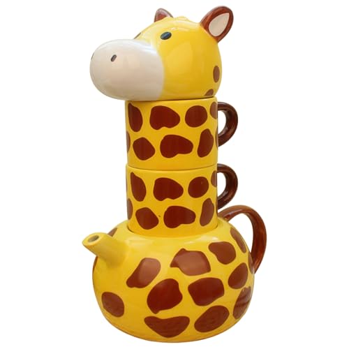 Giraffe -Teekanne mit 2pcs Tee Tassen Set Keramik 500 ml süße Teekanne für Erwachsene Kinder 7.8x5.4x10 Zoll lustige Giraffe Tasse Küchenartikel von eurNhrN