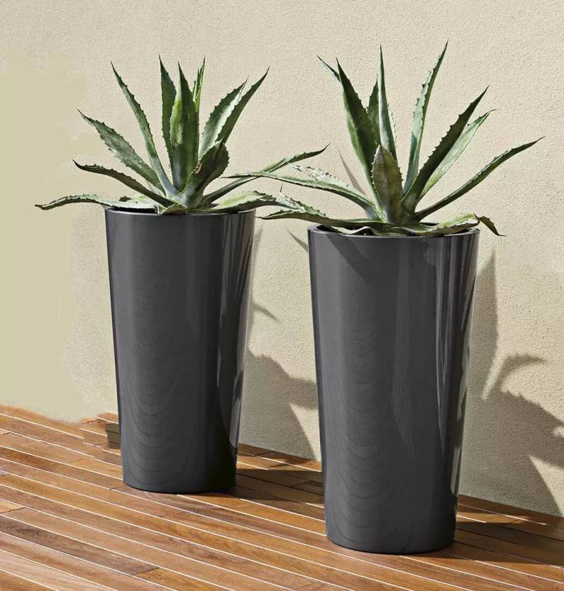 B-Ware Euro3 Plast Blumentopf übertopf Pflanzkübel Anthrazit 2er Set 73 Cm Pflanzeinsatz von euro3plast