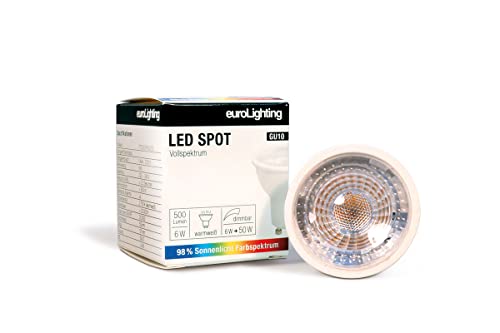 euroLighting LED Spot GU10 2700K, 6,5W WarmWeiss 650lm mit Sonnenlichtspektrum/Vollspektrum, 3 Step Dimmbar (AN = 100% / 1X = 40% / 2X = 15% / 3X = 100%) euroLighting LED Spot GU10 2700K, 6,5W WarmWeiss 650lm mit Sonnenlichtspektrum/Vollspektrum, 3 Step Dimmbar (AN = 100% / 1X = 40% / 2X = 15% / 3X = 100%) von euroLighting