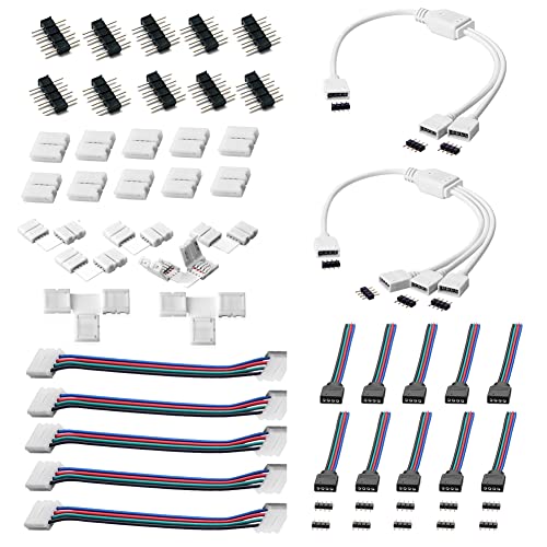 euroharry 44pcs LED Strip Verbinder LED Stripe Verlängerung LED Strip Eckverbinder LED Streifen Befestigungsclips Für 10mm 4 Polig RGB 5050 3528 LED Strip euroharry 44pcs LED Strip Verbinder LED Stripe Verlängerung LED Strip Eckverbinder LED Streifen Befestigungsclips Für 10mm 4 Polig RGB 5050 3528 LED Strip von euroharry