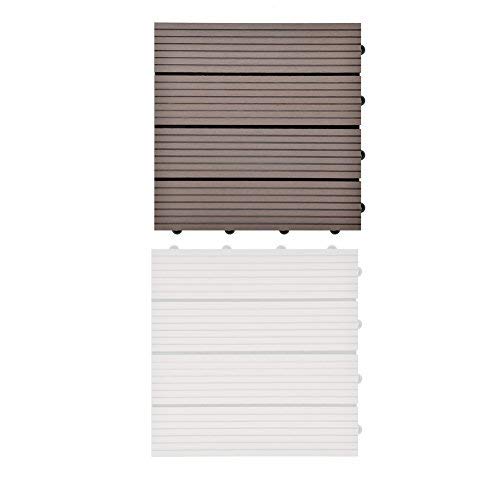 euroharry 1 Stück Muster WPC Fliesen Balkonfliesen Terrasse 30x30cm Kunststoff Holzfliesen DIY Balkon Garten Klickfliesen von euroharry