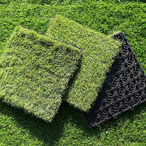 euroharry 11 Stück WPC Fliesen Balkonfliesen Terrasse 30x30cm Kunststoff Holzfliesen DIY Balkon Garten Klickfliesen von euroharry