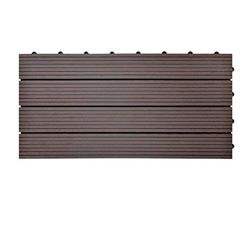 euroharry 17 Stück WPC Fliesen Balkonfliesen Terrasse 30x60cm Kunststoff Holzfliesen DIY Balkon Garten Klickfliesen von euroharry