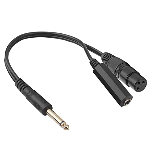 euroharry 30 cm 6,35mm Mikrofonstecker auf 6,35mm Buchse und XLR-Buchse Mono-Mikrofon Y-Splitter Kabel verlängerung und Umwandlung von Audiosignalen für Endstufen-Stereoanlage von euroharry