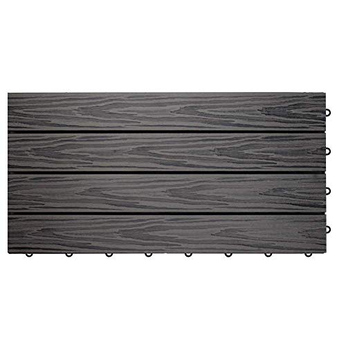 euroharry 6 Stück WPC Fliesen Balkonfliesen Terrasse 30x60cm Kunststoff Holzfliesen DIY Balkon Garten Klickfliesen von euroharry