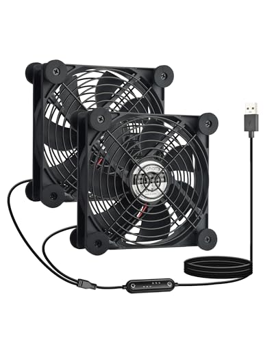 euroharry USB 120mm leiser Ventilator,2IN1, 6-Windgeschwindigkeiten für Smart Timing Controller, Motor Moisture Resistant (IPX5) Staubdicht, Breitspannungs-kompatible 5-12V Geeignet von euroharry