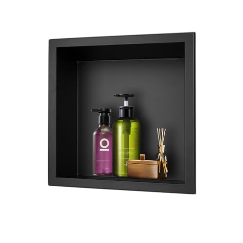 euroharry Wandnische 30x30x10cm 304 Edelstahl Duschnische Schwarz für Badezimmeraufbewahrung Keine Fliesen erforderlich Duschnische Einbaunische Dusche Übermontage von euroharry