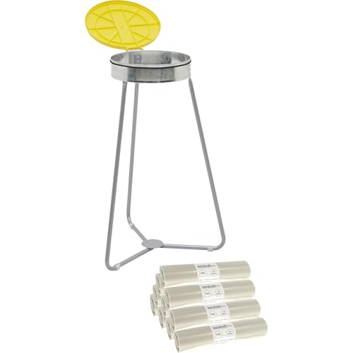 eurokraft | Müllsackhalter mit Abfallsäcken | Volumen 120 l | 10 Rollen à 25 Stk | Deckel gelb | Abfallsäcke transparent eurokraft | Müllsackhalter mit Abfallsäcken | Volumen 120 l | 10 Rollen à 25 Stk | Deckel gelb | Abfallsäcke transparent von eurokraft