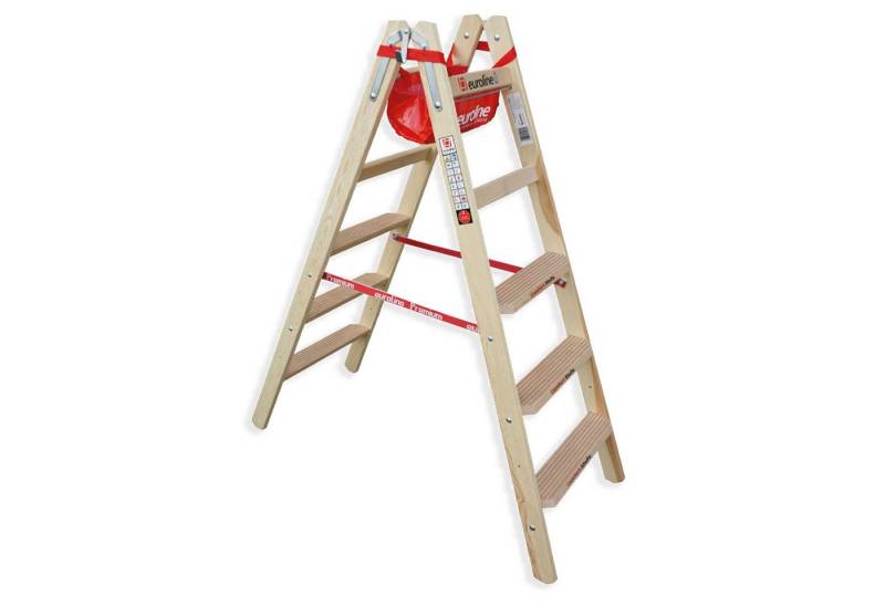 euroline Stehleiter Euroline Holz Stufenstehleiter mit Comfort-Stufen mit Werkzeugablage von euroline