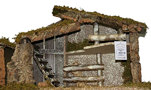 euromarchi Weihnachtskrippe Natalizio, Leerhütte, Stall, Treppe, Scheunen, Hölzerne und Moschus, 65x30x39 cm, 65x 30 x 39 cm, 65x 30 x 39 cm von Euromarchi