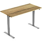 euroseats Oak Rechteckig Elektrisch Höhenverstellbar Sitz-Stehschreibtisch Eiche Holz, Metall Grau 1.400 x 800 x 750 - 1.235 mm von euroseats