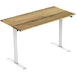 euroseats Oak Rechteckig Elektrisch Höhenverstellbar Sitz-Stehschreibtisch Eiche Holz, Metall Weiß 1.400 x 800 x 750 - 1.235 mm von euroseats
