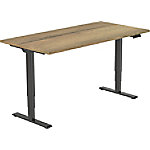 Rechteckiger Sitz-Stehschreibtisch Schwarz, Eiche 1,400 x 800 x 625 - 1.275 mm von euroseats