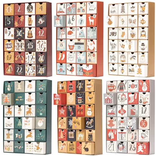 Adventskalender selber befüllen 24 Tage wiederverwendbar 1-24 leere Schubladen für Weihnachten Countdown (Burgendy) von evelay
