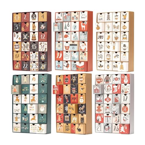 Adventskalender zum selber befüllen 24 Tage wiederverwendbar 1-24 leere Schubladen für Weihnachts-Countdown (Marine) von evelay
