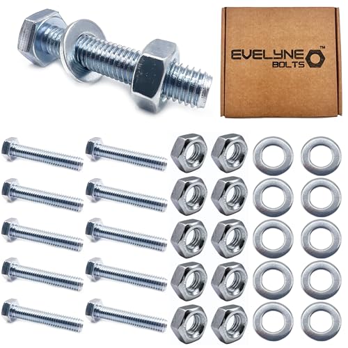 M10 Muttern, Bolzen & Form A Unterlegscheibenset 10 Stück - M10x50 Schrauben, M10 Muttern & M10 Form A Unterlegscheiben von evelyne