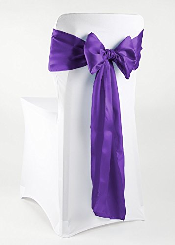 event-kauf Satin Stuhlschleifen/Tischläufer Satinschleifen Stuhlhussen-Schleife glänzend (Freie Farbwahl) … (Aubergine, 1) von event-kauf