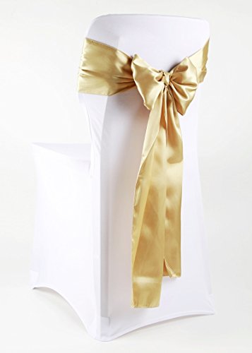 event-kauf Satin Stuhlschleifen/Tischläufer Satinschleifen Stuhlhussen-Schleife glänzend (Freie Farbwahl) … (Hellgold, 1) von event-kauf