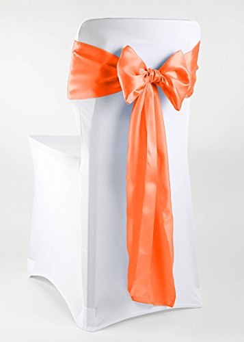 event-kauf Satin Stuhlschleifen/Tischläufer Satinschleifen Stuhlhussen-Schleife glänzend (Freie Farbwahl) … (Orange, 1) von event-kauf