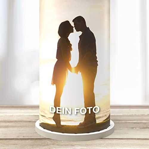 Windlicht mit Bild | Fotogeschenk zum Geburtstag, Jahrestag, Muttertag | Tischdeko Hochzeit, Jugendweihe, Konfirmation | Menükarte Hochzeit oder Platzkarten Feier (Größe L) von eventlicht