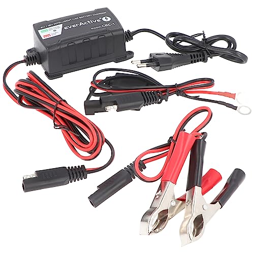 everActive KFZ Motorrad Ladegerät vollautomatisch 6V 12V, Spannung 1A, Mikroprozessor, Miniatur-Autoladegerät mit Verpolungsschutz, Modell: CBC-1 von everActive
