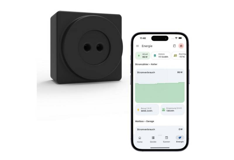 everHome everHome EcoTracker IR-Stromzähler EHZ auslesen-Lesekopf Smartmeter Smart-Home-Zubehör, Verbinde bis zu 10 Geräte von Shelly oder Wechselrichter direkt von everHome