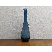 Vintage Karaffe - 50Er Jahre Italien Murano Überfangglas Rauchig Turmalin Blau Grün Glas Mid Century Modernist Barzubehör Groß Elegant von everglaze