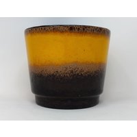 Vintage Übertopf - Scheurich Nr. 806-14 Orange Schwarz & Braun 60Er 70Er Jahre Mid Century Keramik von everglaze