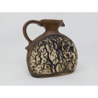Vintage Vase - Fat Lava Keramik Dümler & Breiden 97-18 Mid Century Modernist Glasur Braun + Schwarz Weiß Relief von everglaze