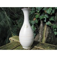 Vintage Vase - Ilkra Edelkeramik 50Er Jahre Mid Century Keramik Wgp Weiß Und Grau Mit Etikett von everglaze
