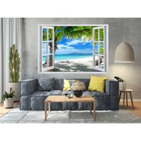 3D Fenster Effekt Strand Und Ozean Seascape Selbstklebende Vinyl, Wandbild, 3D Aufkleber, Ansicht Aufkleber von evidecom