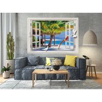 3D Fenster Schöne Ansicht Landschaft Aufkleber I Ozean Und Strand Wand Bildwandwand Wandbild von evidecom