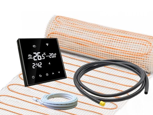 Elektrische Fußbodenheizung Komplett-Set für Fliesenboden UltraPro 200 extra stark mit Thermostat RT-67 WIFI Touch (3 m² - 0,5 x 6 m) von ew direkt