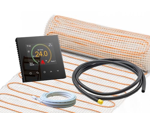 Elektrische Fußbodenheizung Komplett-Set für Fliesenboden UltraPro 200 extra stark mit Thermostat RT-70 WIFI Touch (0,5 m² - 0,5 x 1 m) von ew direkt