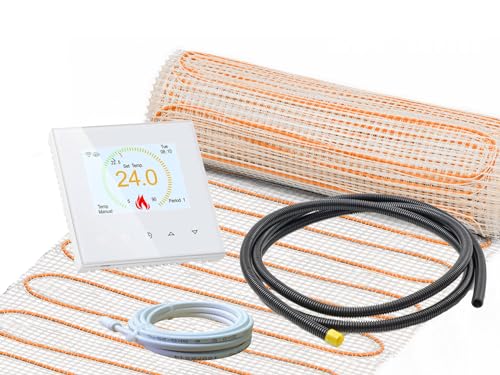 Elektrische Fußbodenheizung Komplett-Set für Fliesenboden UltraPro 200 extra stark mit Thermostat RT-70 WIFI Touch (10 m² - 0,5 x 20 m) von ew direkt
