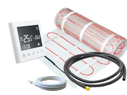 Elektrische Fußbodenheizung für Fliesen 160 W/m² Basic - Komplett-Set mit Thermostat RT-50 touch/weiß (6 m² - 0,5 x 12 m) von ew direkt