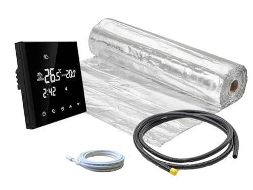Komplett-Set Alu-Heizmatte AluPro für Laminat/Klickvinyl 140 W/m² mit Thermostat RT-50 Touchscreen (1-20m²) (1 m² - 0,5 x 2 m) von ew direkt