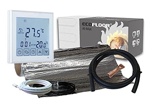 Komplett-Set Alu-Heizmatte FENIX AL-MAT für Laminat/Klickvinyl 140 W/m² mit Thermostat RT-45 Touchscreen (2 m² - 0,5 x 4 m) von ew direkt