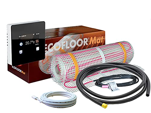 Komplett-Set elektrische Fußbodenheizung Ecofloor 200 W/m² mit Thermostat TFT Wlan/Wifi 1-16 m² (11 m² - 0,5 x 22 m) von ew direkt