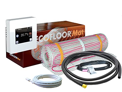 Komplett-Set elektrische Fußbodenheizung Ecofloor 200 W/m² mit Thermostat TFT Wlan/Wifi 1-16 m² (5 m² - 0,5 x 10,0 m) von ew direkt