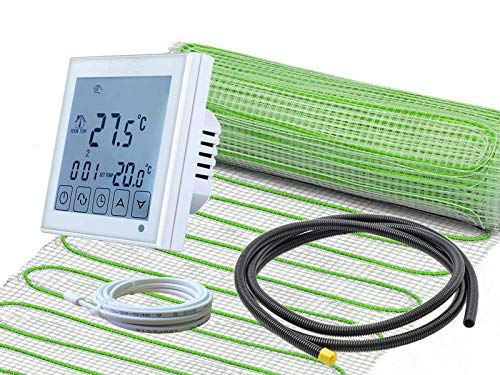 Komplett-Set elektrische Fußbodenheizung UltraPro 160 W/m² mit digitalem Thermostat RT-60 Wlan (13 m² - 0,5 x 26 m) von ew direkt