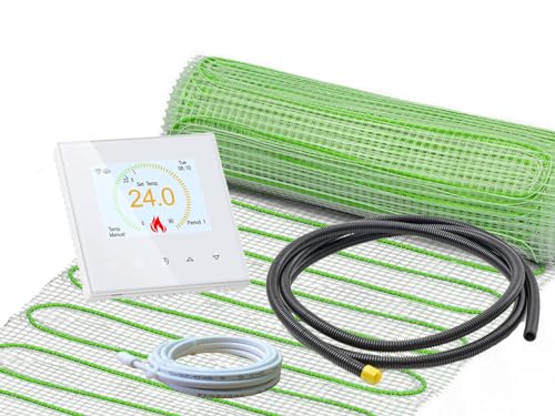 Thermostat RT-70 WLAN weiß mit elektrischer Heizmatte UltraPro für Fliesen 160 W/m² (2 m² - 0,5 x 4 m) von ew direkt