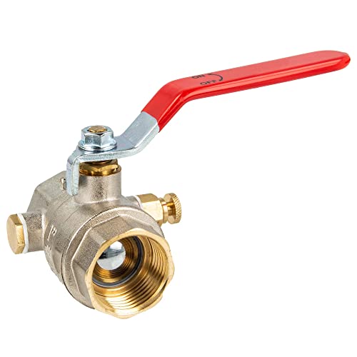tecuro hochwertiger Kugelhahn 3/4 Zoll mit Entleerung - DN 20, beidseitig Innengewinde nach ISO 228/1, Temperaturbereich von -10°C bis +120°C, Messing von tecuro