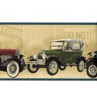 Antike Oldtimer-Tapetenbordüre, Vintage Classic Car-Tapetenbordüre, Antikes Automobil Auf Hellbrauner Mit Blauer Zier-Tapetenbordüre Antike Oldtimer-Tapetenbordüre, Vintage Classic Car-Tapetenbordüre, Antikes Automobil Auf Hellbrauner Mit Blauer Zier-Tapetenbordüre von ewallpaperandborder