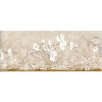 Blüten-Blumen-Tapetenbordüre | Weißer Blütenzweig Auf Grauem Hintergrund, Tapetenbordüre Vorgeklebt 15' L X 6, 8" B von ewallpaperandborder