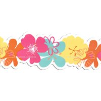 Gestanzte Florale Tapete Bordüre | Tapeten Bordüren Kinder Blumen Gelb, Blau, Rosa, Orange von ewallpaperandborder