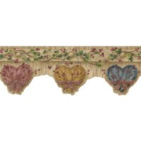 Herzen Tapetenbordüren, Ausgebogtes Herz Mit Karierter Schleife Und Beeren, Efeuranken Auf Rustikaler Holzbraun-Tapete, 15 "x 6, 6' von ewallpaperandborder